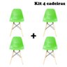 Kit 4 Cadeiras Eames Wood Dsw/Pp - Verde Neon - Garantia + Nf - 1