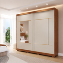 Ver imagem 1 de Guarda-Roupa Casal Elise 2 Portas de Correr 4 Gavetas com Espelhos e Pés Pm Home