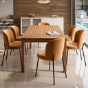 Ver imagem 2 de Cadeira para Sala de Jantar Cozinha Estofada Gavi L02 Couríssimo Whisky - Lyam Decor