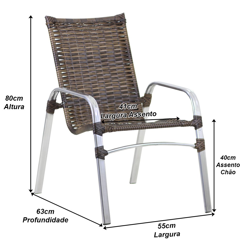 Jogo de Cadeira Alumínio e Espreguiçadeiras - Argila - 2