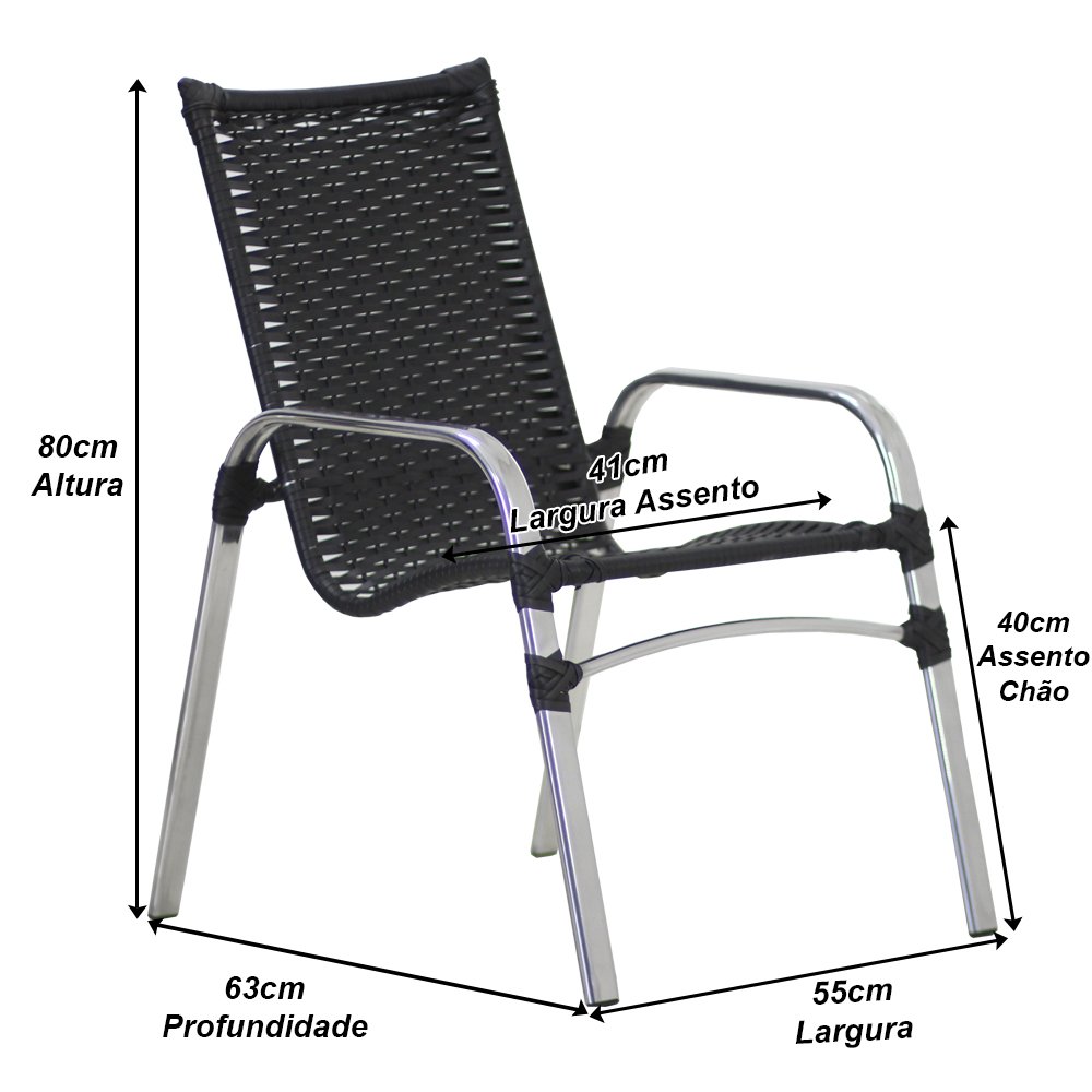 Jogo de Cadeira Alumínio e Espreguiçadeiras - Preto - 5