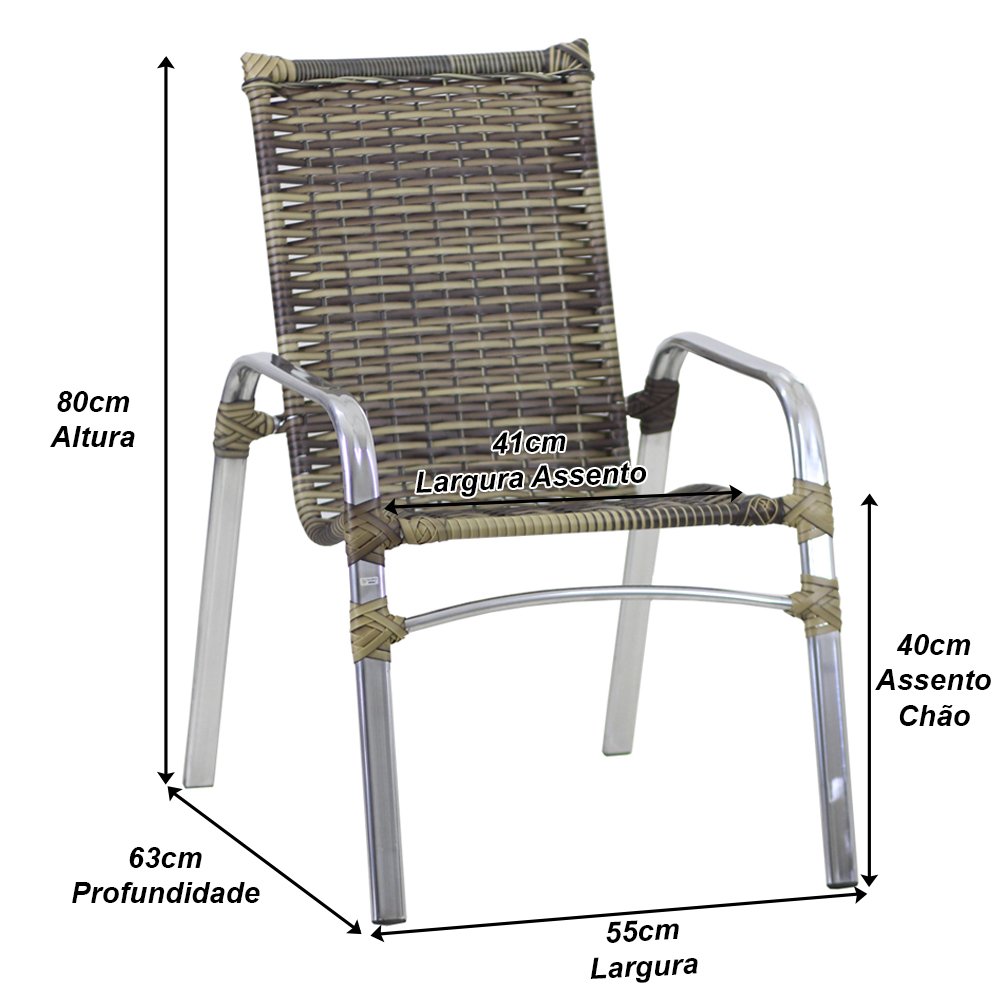 Jogo de Cadeira Alumínio e Espreguiçadeiras - Capuccino - 10