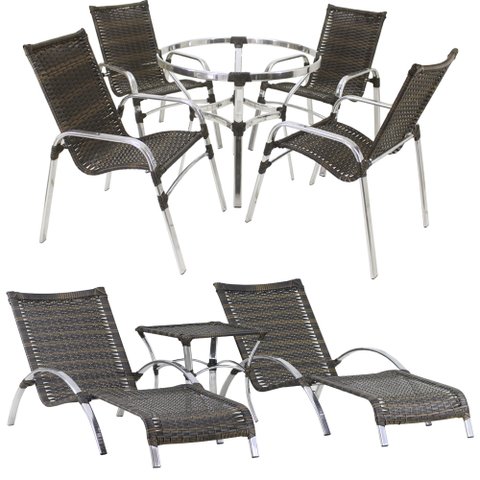 Jogo de Cadeira Alumínio e Espreguiçadeiras - Pedra Ferro