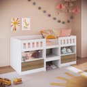 Ver imagem 1 de Cama Multifuncional Infantil Solteiro com 2 Portas 2 Nichos CI6080 190cm Branco/Mel - Art In Móveis