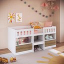 Ver imagem 2 de Cama Multifuncional Infantil Solteiro com 2 Portas 2 Nichos CI6080 190cm Branco/Mel - Art In Móveis