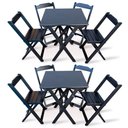 Ver imagem 1 de Kit 2 Jogos De Mesa Dobravel Com 4 Cadeiras Dobráveis De Madeira 70x70 Cm Preto Cor: Preto