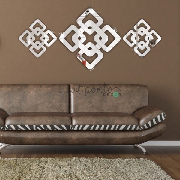 Kit Espelho Decorativo Conjunto Sala Quarto Abstrato P - 6