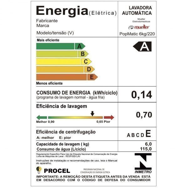 Lavadora Automática Popmatic 6kg Mueller 220v - 7