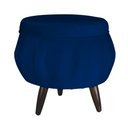 Ver imagem 3 de Conjunto Poltrona Estofada Com Puff Sala de Estar Pétala Suede Azul Marinho - LM DECOR