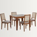 Ver imagem 2 de Conjunto de Jantar Tock com 4 Cadeiras Madeira Maciça Vidro Mel