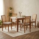 Ver imagem 1 de Conjunto de Jantar Tock com 4 Cadeiras Madeira Maciça Vidro Mel