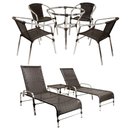 Ver imagem 1 de Kit - Jogo de 4 Cadeiras e Mesa Floripa em Alumínio com 2 Espreguiçadeiras Roma Regulável + - Tabaco