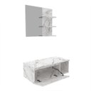 Ver imagem 3 de Gabinete de Banheiro Suspenso com Cuba e Espelho Mármore Branco Tecno Mobili
