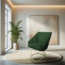 Ver imagem 2 de Kit 2 Poltronas Luxo Alana Suede Verde Base de Ferro Dourado - Pallazio