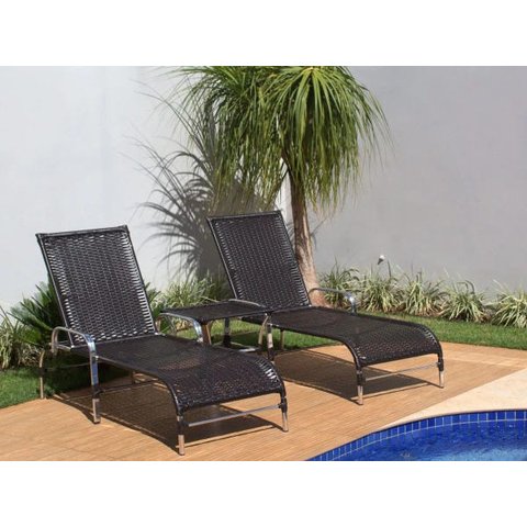 Kit 6 Cadeiras e Mesa Centro Garden e 2 Espreguiçadeiras - Argila
