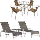 Ver imagem 1 de Kit - Jogo de 4 Cadeiras e Mesa Floripa em Alumínio com 2 Espreguiçadeiras Roma Regulável + - Capucc