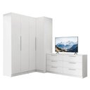 Ver imagem 2 de Conjunto Quarto com 2 Guarda-Roupas Neo 1 Cômoda/Móvel para TV Branco Madesa