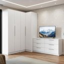Ver imagem 1 de Conjunto Quarto com 2 Guarda-Roupas Neo 1 Cômoda/Móvel para TV Branco Madesa