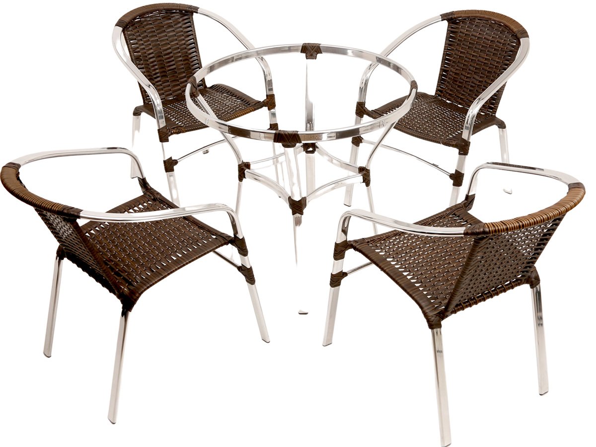 Conjunto de 4 Cadeiras e Mesa Floripa em Alumíno para Jardim e Piscina - Pedra Ferro - 1