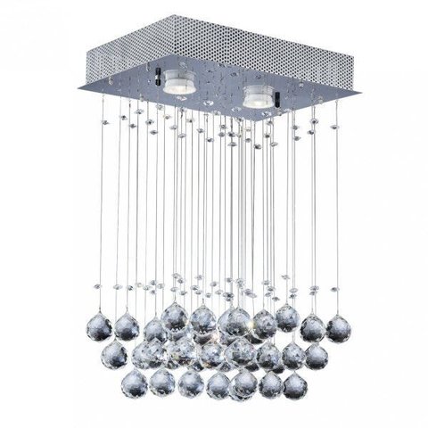 Plafon Sobrepor de Cristais Retangular Ball 2 Lâmpadas Bronzearte