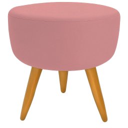 Banqueta Puff Decorativo Redondo Pé Palito Rosa - 1