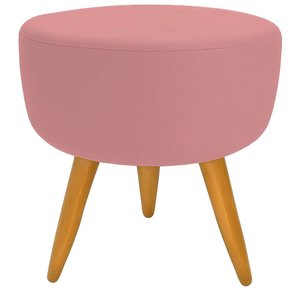 Banqueta Puff Decorativo Redondo Pé Palito Rosa
