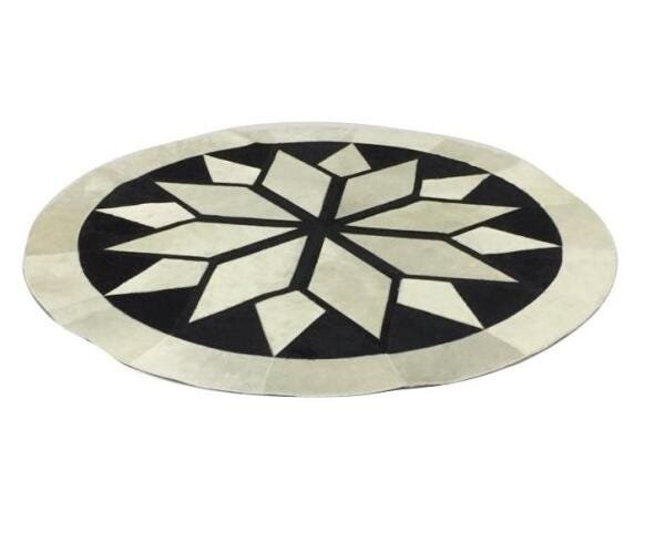 Tapete de Couro Mandala Branco / Preto 1,50 M de Diâmetro - 2