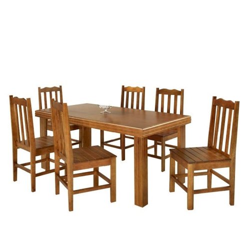 Conjunto de Mesa Madeira Maciça com 6 Cadeiras Essência - Mel