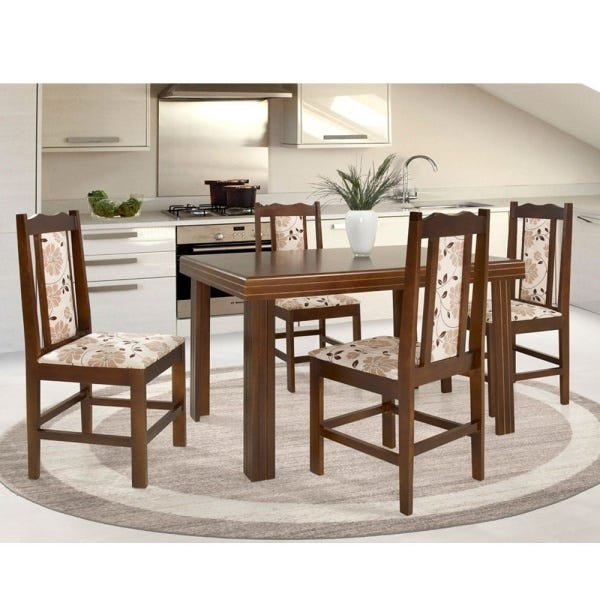 Conjunto de Mesa Madeira Maciça com 6 Cadeiras Essência - Mel