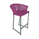 Ver imagem 1 de Banqueta Reis em Corda Náutica e Base em Alumínio Cinza para Área Gourmet - Externa Rosa