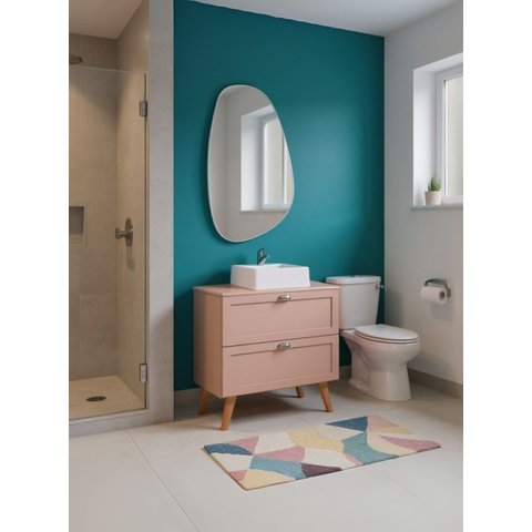 Gabinete para Banheiro com Tampo Cuba e Espelheira Organica 80cm Retro Mdf Rosa Milano - On Móveis