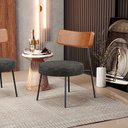 Ver imagem 2 de Kit 02 Poltronas Decorativas Sala De Estar Fixa Londres L02 Couríssimo Camel Linho Chumbo - Lyam