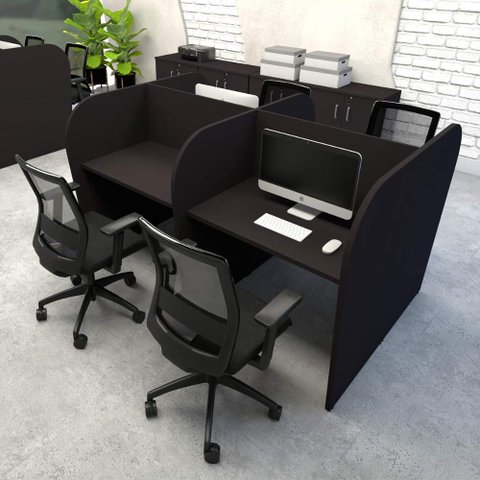 Espaço de Trabalho Call Center para 4 Pessoas 1,87m Pre F5 Cor:preto