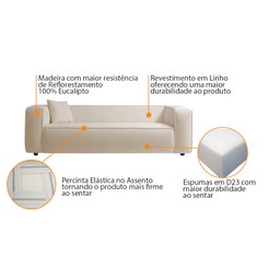 Sofá 2 Lugares 160cm Orgânico Luxo Recepção Cecília Linho Bege - Amarena Móveis - 6