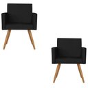 Ver imagem 1 de Kit 2 Poltronas Nina Sala de Estar Luxo Suede Preto