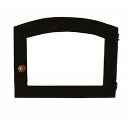 Porta Forno Ferro Fundido Vidro Batoque Madeira 42x40cm - 1