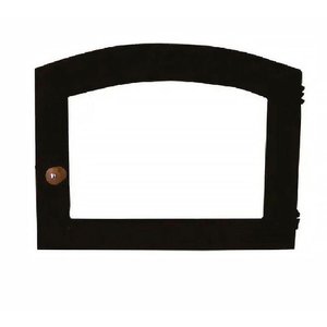Porta Forno Ferro Fundido Vidro Batoque Madeira 42x40cm