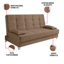 Ver imagem 4 de Sofá Cama Equador 193 cm Encosto Reclinável Veludo Cappucino Pés Plástico Cromado - D’Rossi