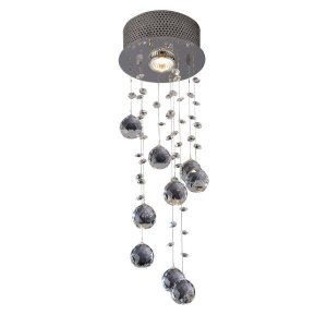 Plafon Sobrepor de Cristais Redondo Spiral 1 Lâmpada Bronzearte