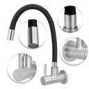 Ver imagem 2 de Torneira Cozinha Inox Escovado Parede Flexível Gourmet Preto