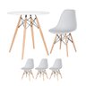 KIT - Mesa redonda Eames 70 cm branco + 3 cadeiras Eiffel DSW Cinza claro - 1