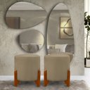 Ver imagem 1 de 2 Puff Principe Thor Redondo Pés de Madeira Tecido Veludo:bege