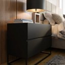 Ver imagem 3 de Mesa Cabeceira com 2 Gavetas de MDF Cor Preto Luxo Estilo Industrial