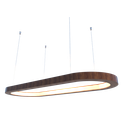 Ver imagem 1 de Lustre Pendente Retangular LED 35w 2700k 80cm em Madeira - Imbuia