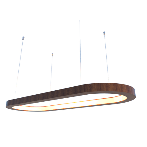 Lustre Pendente Retangular LED 35w 2700k 80cm em Madeira - Imbuia