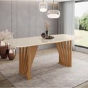 Ver imagem 7 de Conjunto Mesa de Jantar Henn Adriana Tampo de Vidro Nature Off Caramelo Creme
