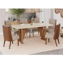 Ver imagem 6 de Conjunto Mesa de Jantar Henn Adriana Tampo de Vidro Nature Off Caramelo Creme