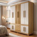 Ver imagem 1 de Guarda Roupa Casal 10 Portas 3 Gavetas 100% MDF Lucca Marrom/Cinamomo/Off White