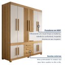 Ver imagem 4 de Guarda Roupa Casal 10 Portas 3 Gavetas 100% MDF Lucca Marrom/Cinamomo/Off White