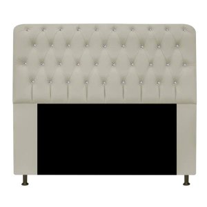 Cabeceira Lady Estofada com Strass 160 cm para Cama Box Queen Suede Bege Quarto - AM Decor